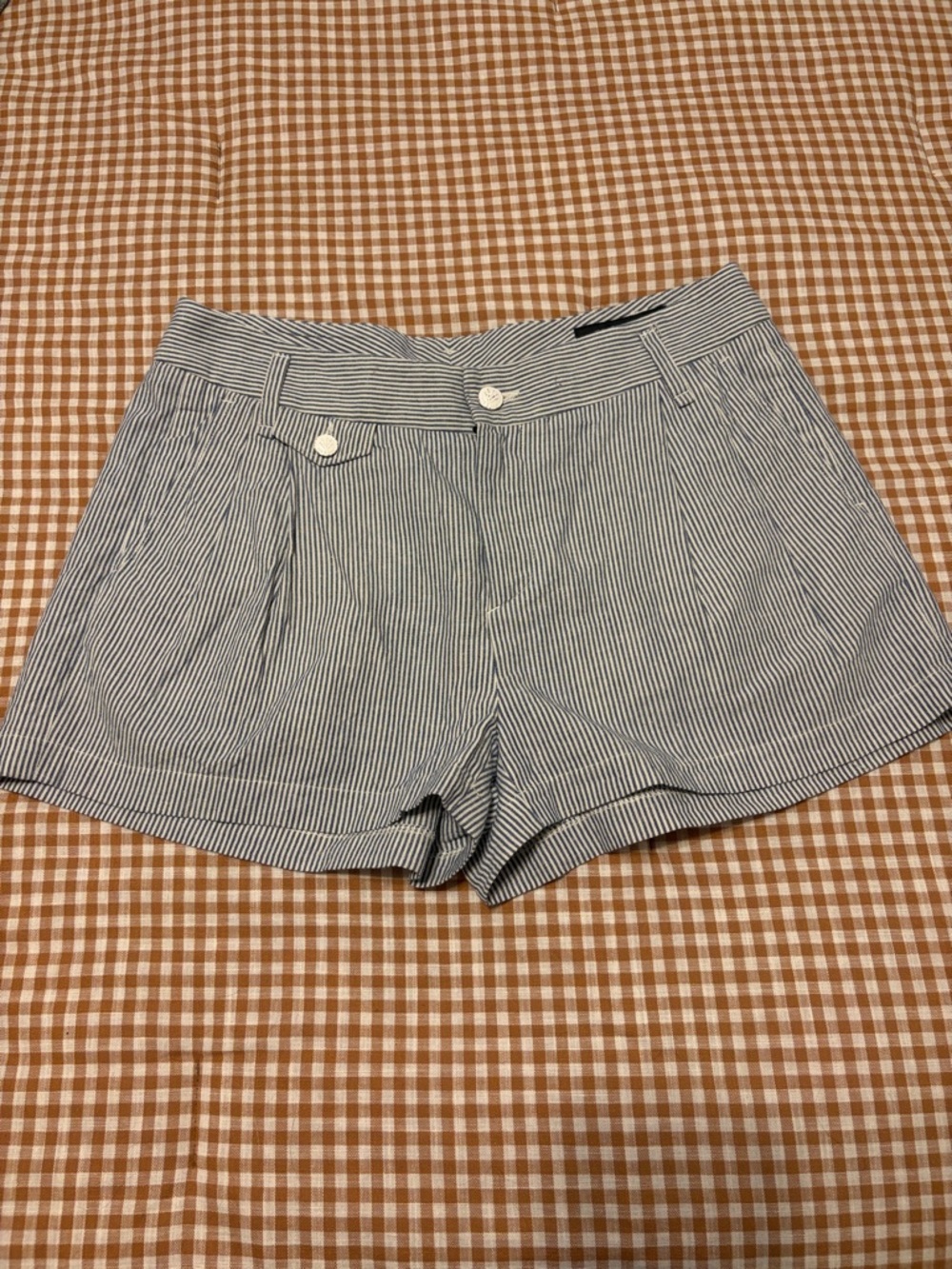 Rag & Bine Cotton and Linen Blue and White Women’s Shorts